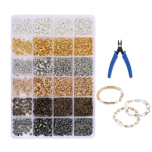 Crimp Beads, Crimper Beads, Beading Tubes Maker Accessories with Pliers for Rings Chains Earrings Necklaces Workplace Beginner Professional - color: 24-frame Set