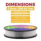 Mandala Crafts Very Strong 0.8mm Elastic String for Jewelry Making - 66 FT Heavy Duty Round Stretchy Clear String Jewelry Fiber Elastic Cord Spool for Decorative Threading Applications - size: 0.8mm 20M 66 Feet