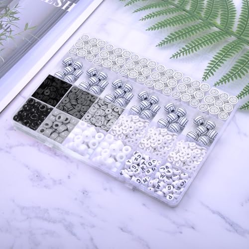 1600PCS Volleyball Sports Ball Polymer Clay Beads Charms for Friendship Bracelets Making Kit Cute Fun Beads DIY Arts Crafts Birthday Gifts for Kids Girls Volleyball Bead - color: B2#Style 3