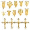 84Pcs/42Set Rosary Kits Cross and Center Medal Charms Alloy Oval Virgen De Guadalupe Links Connector Charm Pendant for Diy Jewelry Making Supplies
