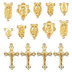 84Pcs/42Set Rosary Kits Cross and Center Medal Charms Alloy Oval Virgen De Guadalupe Links Connector Charm Pendant for Diy Jewelry Making Supplies