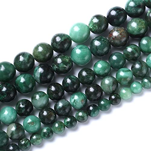 8mm 45pcs Natural Green Emerald Stone Beads Round Loose Beads AAA Energy Healing Power Stone Beads for Jewelry Making DIY Bracelet Necklace 15" (Green Emerald Stone, 8mm) - color: Green Emerald Stone, size: 8mm