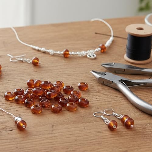 Large Hole Beads for Jewelry Making-100pcs 14mm European Rondelle Spacer Beads,Big Hole for Bracelets(Brown) - color: Brown