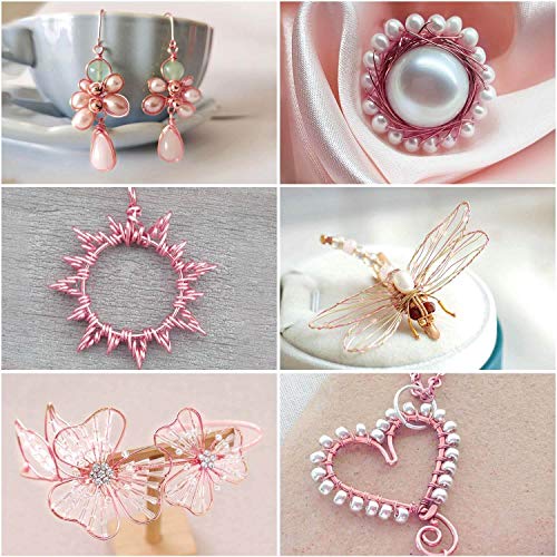 anezus 20 Gauge Jewelry Wire, 28 Yards Craft Wire Tarnish Resistant Copper Beading Wire for Jewelry Making Supplies and Crafting(Rose Gold) - color: Rose Gold Pink