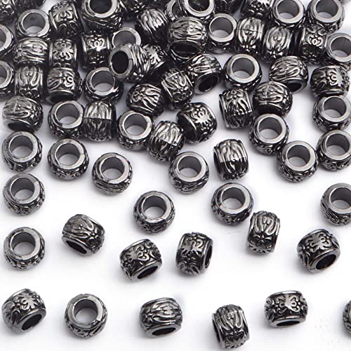 100 Pieces Gun Black Rondelle Spacer Beads - European Large Hole Tube Column Loose Charm Beads - Accessories for DIY Bracelet Necklace Earrings Jewelry Making - color: Gun Black