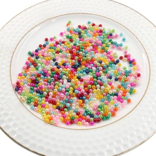 2500 Pcs 4mm Multicolor Acrylic Round Beads, Pearl-Luster Loose Beads for Adult Jewelry Making, Bracelet and Necklace Crafting Supplies - color: Multicolored