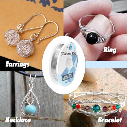 Art3d 18 Gauge Stainless Steel Wire, Bendable Soft Crafting Wire for Jewelry Making Earring Beading DIY Wrapping Sculpting - 120 FT Silver - color: Stainless Steel, size: 18 Gauge / 120 Ft