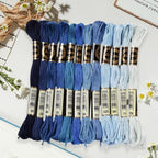 12 Skeins 105 Yards 6 Ply Variegated Embroidery Thread Friendship Bracelets String Blue Gradient Cross Stitch Floss Yarn Thread Bulk for Jewelry Making Hand Sewing Knitting Stitching Crafts - color: Blue