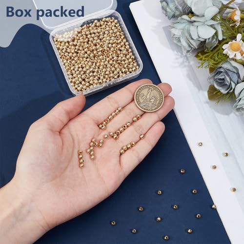 BENECREAT 600Pcs Real 24K Gold Plated Stainless Steel Spacer Beads, Round Spacers Beads, 1.5mm Hole Metal Smooth Bead for DIY Bracelet Necklace Jewelry Crafts Making - size: Hole: 1.5mm