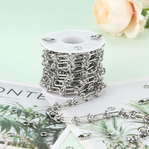 UMAOKANG 2 Meters Stainless Steel Chain for Jewelry Making Buckles Link Paperclip Chain on Spool Jewelry Making Chain DIY Supplies Findings - color: Knot (Steel)
