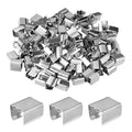 M METERXITY 100-Pack Fold Over Crimp End Caps, 0.5 x 0.4in/ 12 x 10mm Crimp Fasteners Ribbon Ends with Clamps for Jewelry Making/Leather Decor/DIY/Bracelets, Belt Buckle End Tip [Silver] - size: 0.5 x 0.4in/12 x 10mm