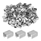 M METERXITY 100-Pack Fold Over Crimp End Caps, 0.5 x 0.4in/ 12 x 10mm Crimp Fasteners Ribbon Ends with Clamps for Jewelry Making/Leather Decor/DIY/Bracelets, Belt Buckle End Tip [Silver] - size: 0.5 x 0.4in/12 x 10mm