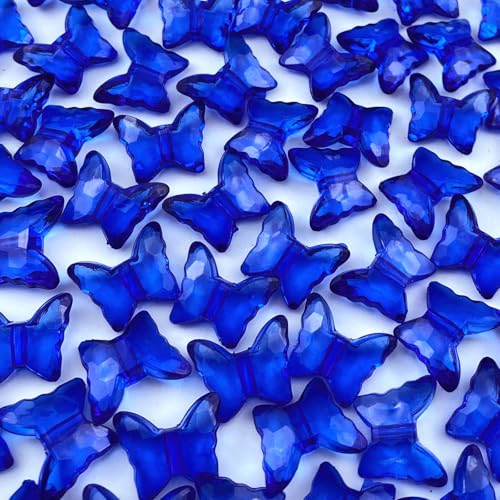 200pcs 12x15mm Acrylic Butterfly Beads Assorted Clear Spacer Beads Loose Butterfly Shaped Beads with Hole for Earring Necklace Bracelet Lanyard Jewelry DIY Craft Making(Sapphire) - color: Sapphire, size: 12x15mm