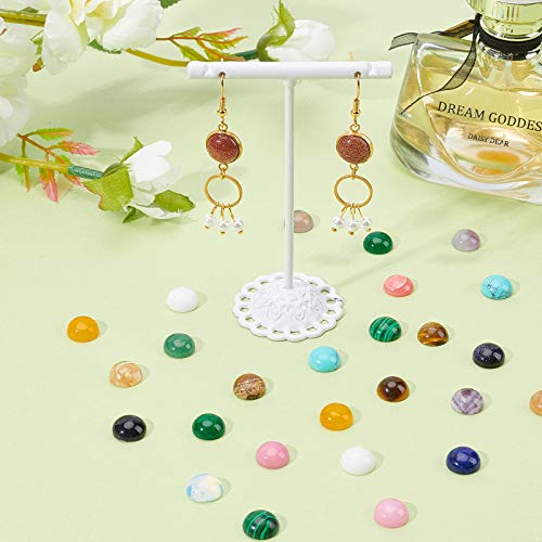 SUPERFINDINGS 40pcs 10mm Half Round Natural Cabochon 20 Color Flat Back Gemstone Cabochon Healing Quartz Chakra Crystal Stone for Bracelet Necklace Jewelry Making - size: 10mm