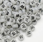 200PCS Letter Beads Glow in The Dark 4x7mm Acrylic Alphabet Letter W Beads for Jewelry Making Bracelet - color: W-200PCS