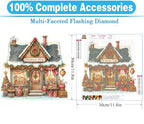 MOMDEDP Christmas Shop Diamond Painting Kits for Adults, Winter 5D Diamond Art Kits for Beginner DIY Full Drill Diamond Dots Crystal Craft Kits for Home Wall Decor Gifts 11.8x11.8 inch
