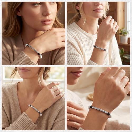 INSYOHO Dont Let the Hard Days Win Bracelet – Inspirational Healing Crystal Bracelet for Women & Men, Agate & Amethyst Beaded Adjustable, Motivational Gift for Stress Relief & Positivity - color: White turquoise