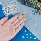 PH PandaHall 100pcs 10 Styles Brass Flower Bead Caps 6/7/8mm Silver Spacer Beads Bead End Caps Flat Spacers Flower Bracelet Beads for Friendship Bracelet Earring Jewellery Making DIY Crafts - color: Silver
