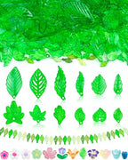 FIVEIZERO 300Pcs Acrylic Green Leaf Flower Beads for Jewelry Making, Transparent Maple Leaves Pendants Tiny Green Leaf Bead Caps for Beaded Plant Earrings Necklaces Bracelets DIY Crafts - color: Leaves