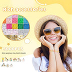 iumulinrui Friendship Bracelet Kit Concert Bracelets Merch, 5200 Pcs Clay Beads Bracelet Making Kit Tricolor Letter Bead, Jewelry Set with Pendant, DIY Craft Gifts Suitable for Beginners - color: Yellow