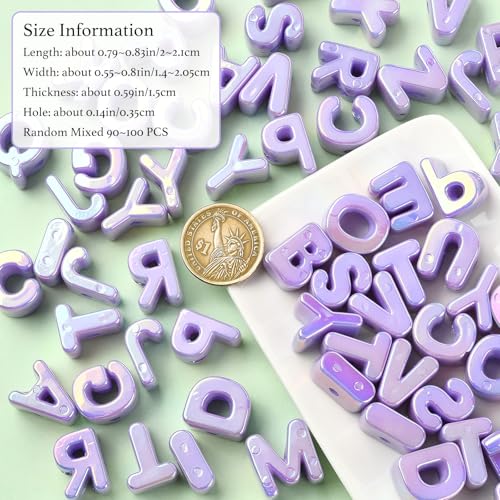 Ornaland 90-100Pcs Large Letter Beads Purple Acrylic Alphabet Letter Beads Random Mixed Alphabet Shape Bead for Bracelets Keychains Jewelry Lanyards Making(Medium Purple) - color: Medium Purple