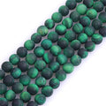 GEM-Inside 6mm Natural Stone Green Tiger Eye Frosted Matte Unpolished Round Beads for Jewelry Making Strand 15 inch - color: Green Tiger Eye, size: 6mm