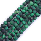 GEM-Inside 6mm Natural Stone Green Tiger Eye Frosted Matte Unpolished Round Beads for Jewelry Making Strand 15 inch - color: Green Tiger Eye, size: 6mm