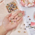 SUPERFINDINGS 84Pcs 7 Colors Natural Stone Pendants Mixed Gemstone Charms with Light Gold Stainless Steel Jump Ring Mixed Color Dangle Charms for Earring Necklace Bracelet Jewelry Making 14mm - color: Golden