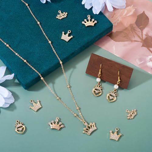 Craftdady Crystal Rhinestone Pendants Butterfly Heart Rhombus Bowknot Earring Charms Alloy Enamel Metal Pendants Light Gold Bracelet Charms for DIY Craft Necklace Jewelry Making - color: Golden 5 Style