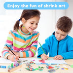 Auihiay 145 Pieces Shrink Plastic Sheet Kit Include 20 PCS Shrinky Paper with 125 PCS Keychains Accessories for Kids Creative Craft, Easter Mother Day Ornament - size: 145PCS