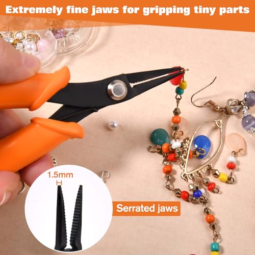 Long Nose Pliers Serrated Jaws Tweezer Nose Pliers Specialty Pointed Nose 1.5mm Diameter Tip Mini Needle Nose Plier Chain Nose Plier with Spring Precision Jewellery Making Tool - style: Long Nose Pliers Serrated Jaws