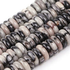 JOE FOREMAN 2x6mm Natural Webbed Black Picasso Jasper Stone Agate Heishi Disc Rondelle Spacer Beads for Jewelry Making Full 15" Strand Energy Stone Healing Power - color: Webbed Black Picasso Jasper