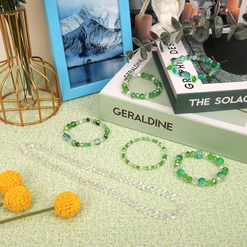 1000pcs Glass Beads for Jewelry Making Colorful Rainbow Craft Crystal Beads with Loose Beads Sparkly Beads for DIY Necklace Bracelet Earring(Green) - color: Green