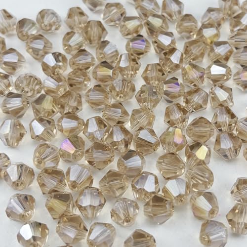600pcs 3mm Bicone Crystal Glass Beads Faceted Bicone Crystal Beads Bulk Glass Spacer Beads for Bracelets Necklace Pendants Earrings DIY Jewelry Craft Making(Champagne AB) - color: Champagne AB, size: 3mm