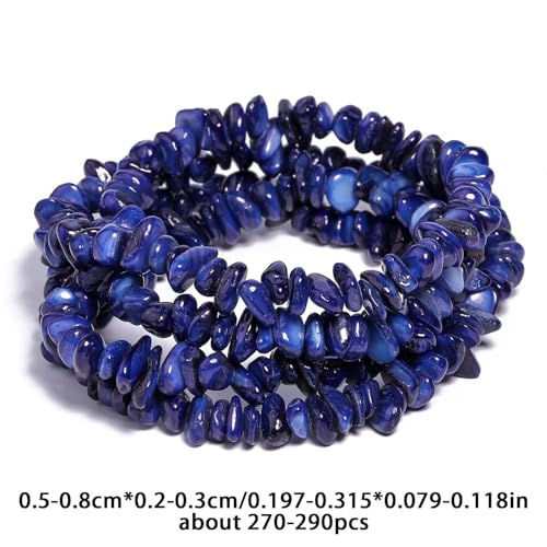 Chip Shell, 260pcs 5-8mm Irregular Shell Beads with Holes, Royal Blue Shell & Lapis Lazuli Like Chip Beads for Jewelry Making - color: Blue