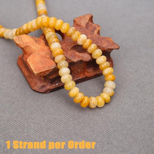 BONNY BOXX 1 Strand Natural 5 * 8mm Yellow Jade Rondelle Beads, Natural Abacus Disk Stone Beads Loose Spacer Gemstone for DIY Bracelet Necklace Jewelry Making - color: Yellow Jade, size: 5*8MM