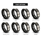 Chain Tool Ring - Gift for Cyclist - 8mm - Band - Gunmetal Black Silver - Personalized Custom Engraving - Men Women - Anniversary Engagement Wedding - Tungsten Carbide - Flat Dome Bevel - color: 08 - Black Grey Tungsten