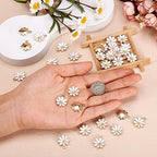 Beadthoven 100pcs Enamel Charms Cherry Blossom Daisy Flower Pendants Gold Plated Small Cute Bulk for Jewelry Making Bracelet Necklace Earrings Keychain DIY Accessories - color: Daisy*-White