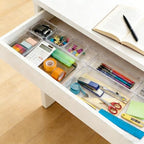 Clear Drawer Organizer Set, 4 Sizes Desk Drawer Divider Organizers Storage Bins for Bathroom,Kitchen,Office,Vanity Organizers Tray for Jewelry (15PACK) - size: 15PACK