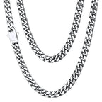 ChainsHouse Stainless Steel Mens Cuban Link Chain, Black/ 18K Gold Plated Miami Cuban Chain Necklace, 5mm/7mm/9mm/12mm/14mm Width, No Tarnish& Durable Hip Hop Mens Jewelry, 18"-30", Send Gift Box - color: a. 5mm width-steel, size: 20 inches