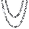 ChainsHouse Stainless Steel Mens Cuban Link Chain, Black/ 18K Gold Plated Miami Cuban Chain Necklace, 5mm/7mm/9mm/12mm/14mm Width, No Tarnish& Durable Hip Hop Mens Jewelry, 18"-30", Send Gift Box - color: a. 5mm width-steel, size: 28 inches