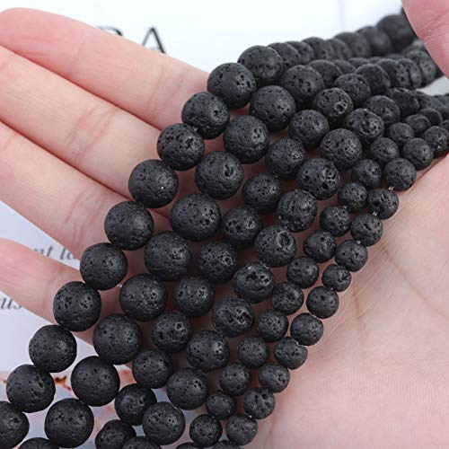 Natural Stone Beads 6mm Black Lava Polished Round Smooth Gemstone Beads for Jewelry Making 15 Inch(Black Lava,6mm) - color: Black Lava, size: 6mm