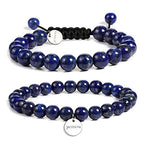 JADENOVA Natural Bead Bracelet Semi Precious Gemstone Beaded Bracelet for Women Healing Crystal Stone Stretch Bracelet Men Couple Bracelets (2pcs,6-8mm/8-10mm) - color: Lapis Lazuli, size: 8mm/10mm