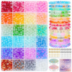 Sunlode Glass Beads for Bracelets 1400pcs Bracelet Making Kit 6mm Glass Bead for Jewelry Making Bracelet Beads 24 Colors Crystal Beads Adult Jewelry Making Supplies Round Glass Beads (24 Gradients) - color: 24 Gradients