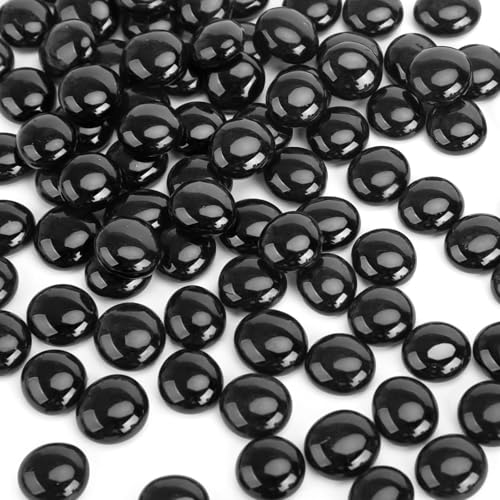 FUTUREPLUSX 5LB Black Flat Glass Marbles, Gemstone Beads, Aquarium Rocks Fish Tank, Gravel Stones Bulk Pebbles Decorative Beads for DIY Crafts Vase Fillers Table Scatter Decor - color: Black
