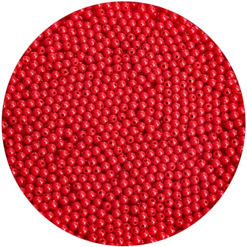 BONNY BOXX 2000PCs 4MM Smooth Red Acrylic Round Beads, Plastic Resin Bubblegum Balls Chunky Gumball Beads for Necklace and Bracelet Making, Crafting Supplies - color: Smooth Red, size: 4MM