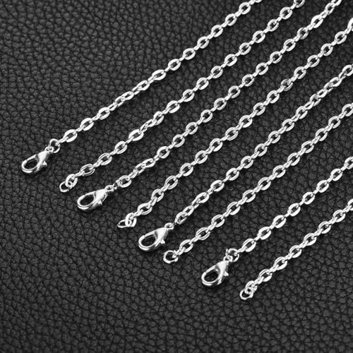 HARFINGTON 20 Pack 18 Inch Necklace Chains Bulk 3.2mm Gold and Silver Plated Cable Chains with Lobster Clasps for Jewelry Making - color: Gold and Silver, size: 18 Inch x 3.2mm