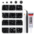 qiipii Pure Black Resin Flatback Rhinestones for Bedazzling Crafting 2mm-6mm Flatback Jelly Stones Solid Black Gems Diamonds for Face Eyes Makeup Tumblers Mugs Bottles DIY Crafts Clothes Shoes Phones - color: Pure Black