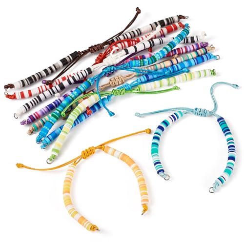 10Pcs Braided Polymer Clay Adjustable Cord for Bracelet,Heishi Semi Finished Friendship Bracelet String,Korean Waxed Polyester Cord Adjustable Bracelet Knot Rope Braid String for DIY Craft - color: 10pcs Handmade Polymer