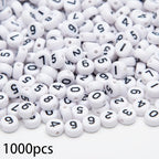 1000Pcs Acrylic Number Beads Round Number Round Beads 4x7mm Mixed Number Beads, for Jewelry Bracelets Necklaces Key Chains Making (Black-White) - color: Black-White